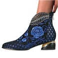 thumbnail image 4 of Lilgiuy Women Boots Retro Embroidered Rhinestone Thick Heel Shoes Boots Plus Size BootsBlue6.5 Winter Clothes for 2022, 4 of 5