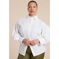 thumbnail image 2 of ELOQUII Women's Plus Size Cut Out Hem Button Up, 2 of 6