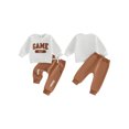 thumbnail image 2 of Loicainy Baby Toddler Boy Football Outfits 3 6 12 18 24 Months 2T 3T Letter Embroidered Long Sleeve Sweatshirt and Jogger Pants 2 Piece Clohtes Set for Winter Fall, 2 of 9