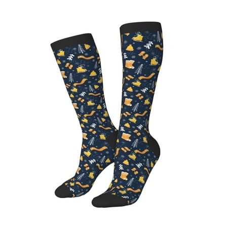 Knee High Socks for Women Men Athletic - Scarf Ski Shoes sock Thigh-High Breathable Comfort Long Socks for Casual Running Travel