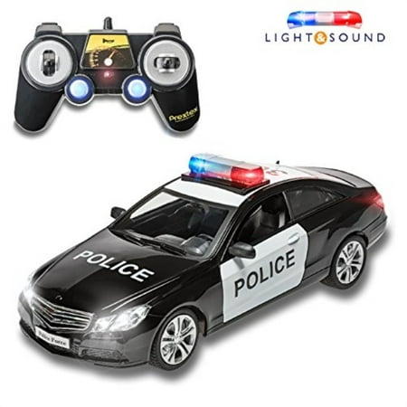 prextex rc police car remote control police car rc toys radio control police car great toys for boys rc car with lights and siren for 5 year old boys and up
