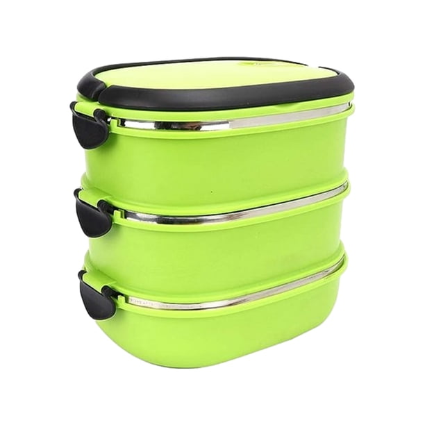 Yuarrent Contenedor de comida duradero para picnic al aire libre, adecuado para todas las ocasiones, seguro para el almuerzo de acero inoxidable Mostrada rectangular mate tres capas