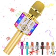 thumbnail image 1 of Micrófono de karaoke Amazmic Kids Bluetooth inalámbrico LED dorado, 1 of 1