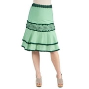 24seven Comfort Apparel Womens Crochet Trimmed Flared Skirt
