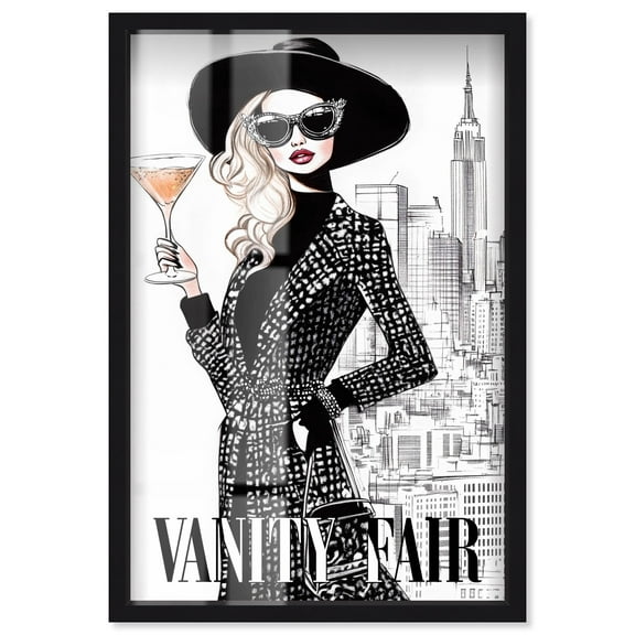 Coat Model of NYC Sketch Cover Shadowbox Print Fashion Art by Art Remedy, Black Frame, 10 x 15