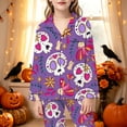 thumbnail image 2 of Afdoent Girls Pajamas Set Halloween Skeleton Print Sleepwear Long Sleeve Jammies Button-Down Nightwear Loungewear Comfortable For Kids Holiday 13-14 Years, 2 of 5