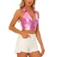 thumbnail image 4 of TOP CROP Holográfico INSPIRE CHIC para Mujeres, Brillante y Reluciente, Halter Metálico, Talla XL, Rosa, 4 of 5