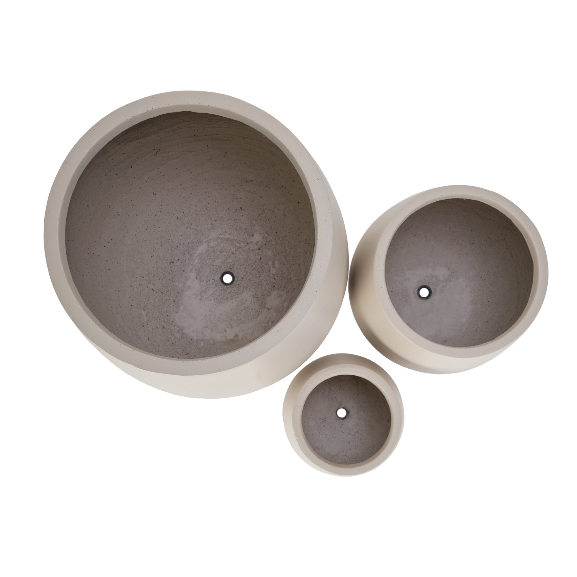 Euroco Round MGO Planter Set of 3(15.6"/10.7"/7.3" ), Large Outdoor Indoor Flower Pots with Drainage Holes,Modern Decorative Pots for Garden, Patio, Poolside,Home, Office