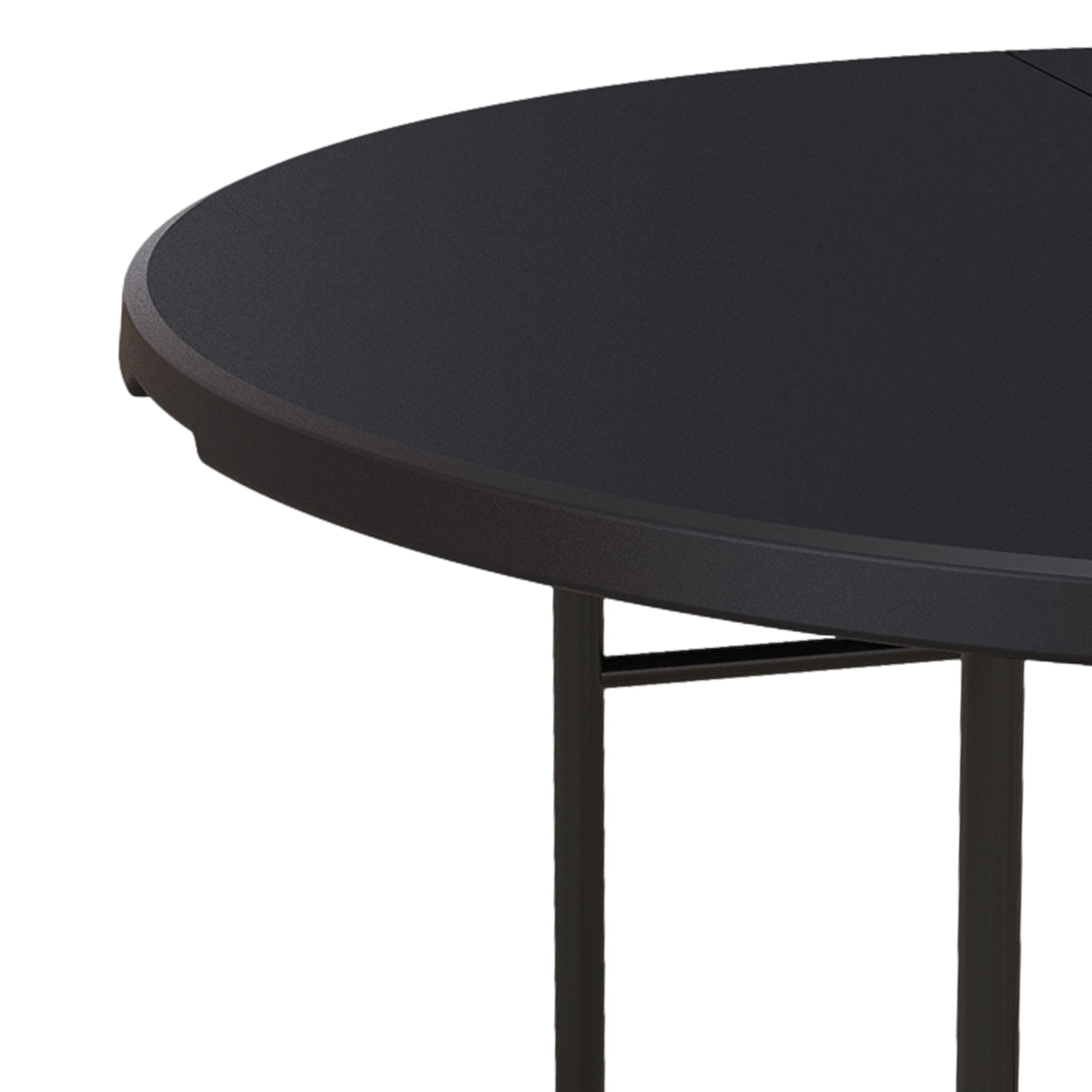 Uforic 48 Inch Round Folding Table Black Plastic with Metal Frame Indoor Outdoor Portable Table for Party Camping BBQ Garden