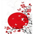 thumbnail image 3 of Ambesonne Japanese Duvet Cover Set, Cherry Sakura Trees, Queen, Vermilion Black White, 3 of 3