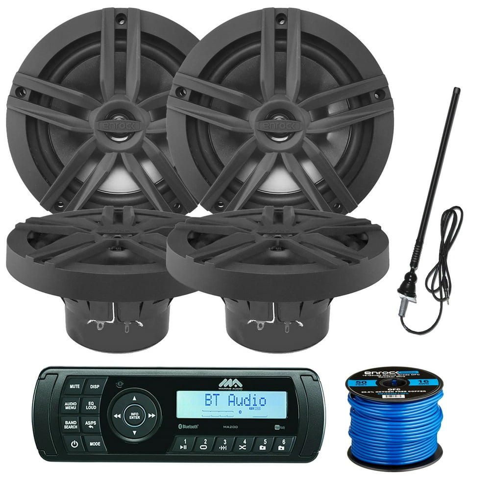 Jensen Marine Audio MA200 AM/FM/USB/Bluetooth Waterproof Stereo, 4 x
