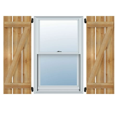 

11 1/4 W x 72 H TimberCraft Two 5 3/8 Boards Spaced Board-n-Batten Shutters w/Z-Bar Rough Sawn Western Red Cedar (Per Pair)