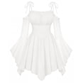 thumbnail image 2 of KLHDSF Women's Renaissance Fairy Dress A Line Boho Corset Dress | Long Bell Sleeves Off-shoulder Dress with Pockets, Comfortable Chiffon, for Ren Fair, Pirate Medival Halloween Themed Party White XXL, 2 of 8
