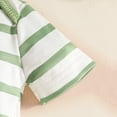 thumbnail image 6 of Boys Outfits Striped Print Short Sleeve Crew Neck Romper Suspenders Shorts Hat 3 Piece Casual Wear Boys' Clothing Sets Size 6-12 Months, 6 of 9