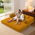 thumbnail image 5 of 4-in-1 Folding Convertible Sofa Bed, 80 Inch Corduroy Upholstered Boneless Couch, Loveseat Sleeper with Pull Out Bed, Floor Sofa Modular Futon Teddy Sofa for Living Room Bedroom Lounge, Yellow, 5 of 14
