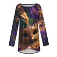 thumbnail image 4 of Mardi Gras Shirts for Women Glitter Carnival Long Sleeve T Shirts Sequins Crew Neck Holiday Blouse Gold 3XL, 4 of 5
