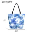 thumbnail image 5 of Open Top Canvas Tote Bag with Zipper Reusable Shopping Bag 13.5x15" Roomy Carryall Watercolor Blue Flowers, 5 of 9
