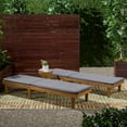 thumbnail image 4 of GDF Studio Teresa Outdoor Acacia Wood Armless Adjustable Chaise Lounges with Cushion, Set of 2, Teak and Dark Gray, 4 of 5