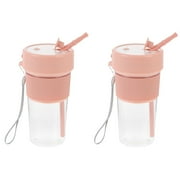 2pcs Portable Blender Personal USB Rechargeable Juice Cup for Smoothie and Protein Shakes, 12Oz Bottle for Travel Gym Home Office Sports Outdoors-Pink