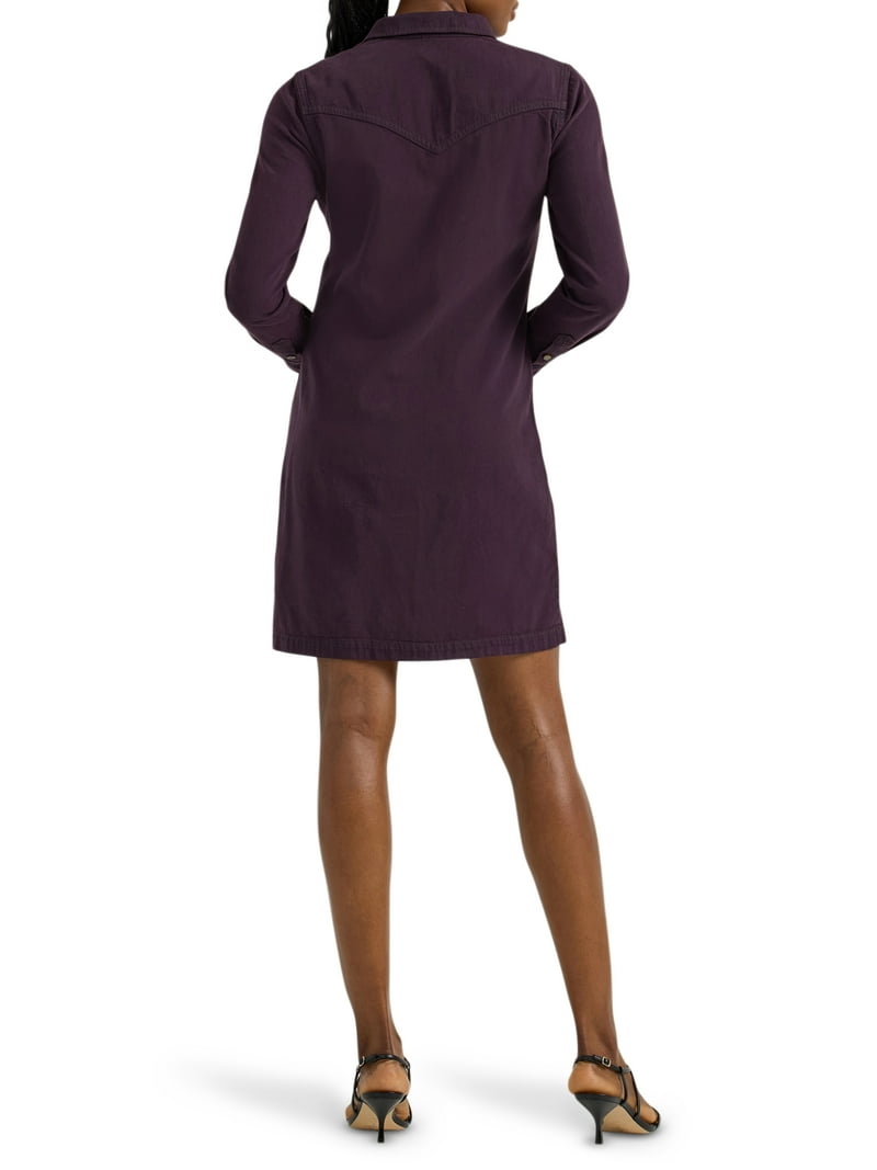 open lace back dress Marissa Purple Denim Mini Dress – Get That Trend main image 0