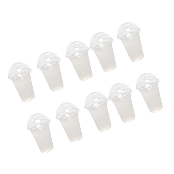 ACDANC 100 Clear Plastic Disposable Cups with Dome Lids for Drinks and Milk Tea
