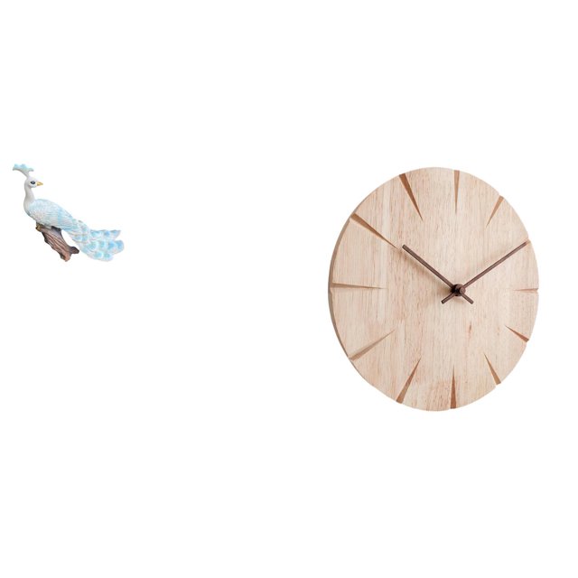Estatua del pavo real,Estatua de pavo real,adorno de escritorio creativo y divertido,Reloj de pared redondo,Reloj de pared de madera maciza para decoración de sala de estar,Reloj de pared de