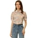 thumbnail image 1 of Blusa con cuello Peter Pan para mujer con ribete en contraste y manga farol campesina floral blanco S, 1 of 6