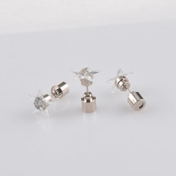 Taykoo 3Pair LED Glowing Ear Studs Star Shape Earrings Dance Party Ear Accessories(Blue+orange+pink)