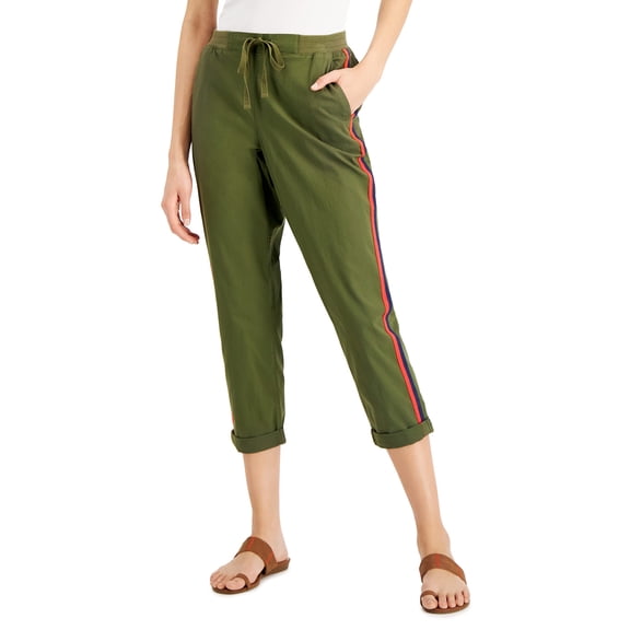 MSRP $50 Style & Co Womens Pull On Cuffed Utility Cropped Pants Green Size Small