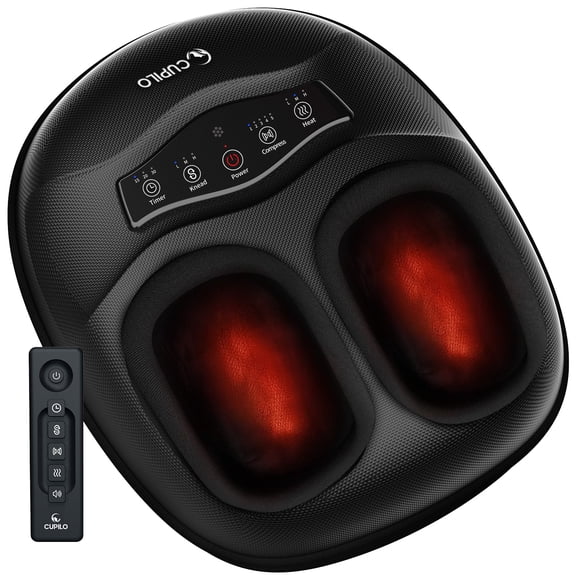 CuPiLo Foot Massager with Heat, Shiatsu Foot Massage Machine with Remote Control, Deep Kneading & Adjustable Compression, 3 Heat Levels, Fits Up to Size 13, Home Relax for Women Men