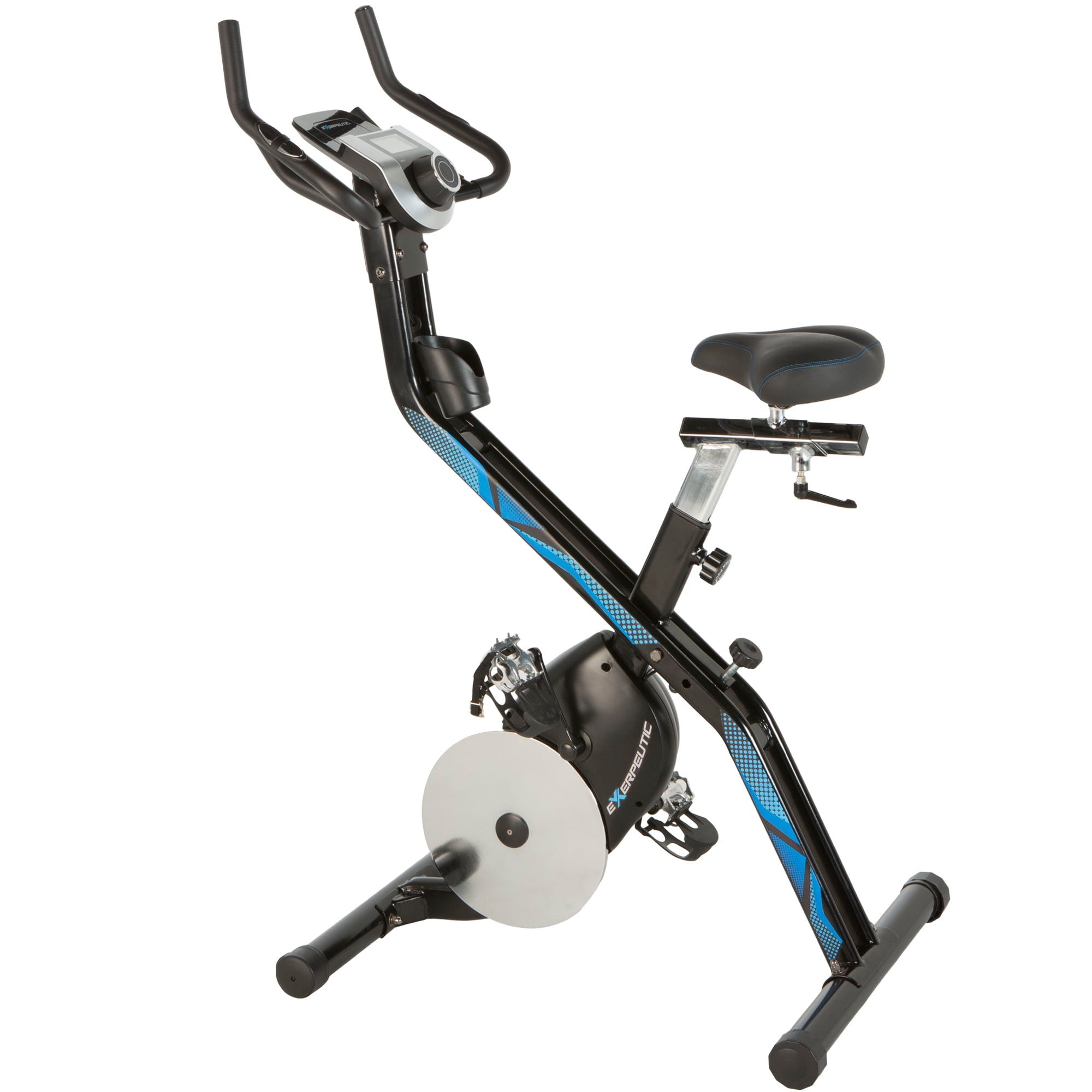 EXERPEUTIC Flywheel 100 Bluetooth Smart Technology Foldable Folding Indoor Cycling Exercise Bike with Free MyCloudFitness App