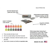 pH 1-14 Wide Range Test Strips [Moisture-Proof Vial of 100 Strips]