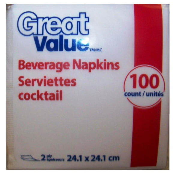 Great Value Beverage Napkins 100 count