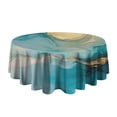 thumbnail image 5 of Blue Gold Marble Pattern Round Tablecloth 60"x60",Wrinkle Wipeable Table Cloth for Kitchen Dining Room Picnic Patio Party, 5 of 6