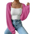 thumbnail image 6 of Arvbitana Women's Open Front Cropped Cardigan Long Sleeve Solid Color Ribbed Knit Shrug Sweater Knitwear Chunky Cable Bolero Tops Fashion Coat, 6 of 7