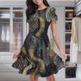 thumbnail image 2 of Abstract Textured Gold Blue Art Women's Classic Swing Skater Dress Casual Work Party Cocktail Dresses, 2 of 6