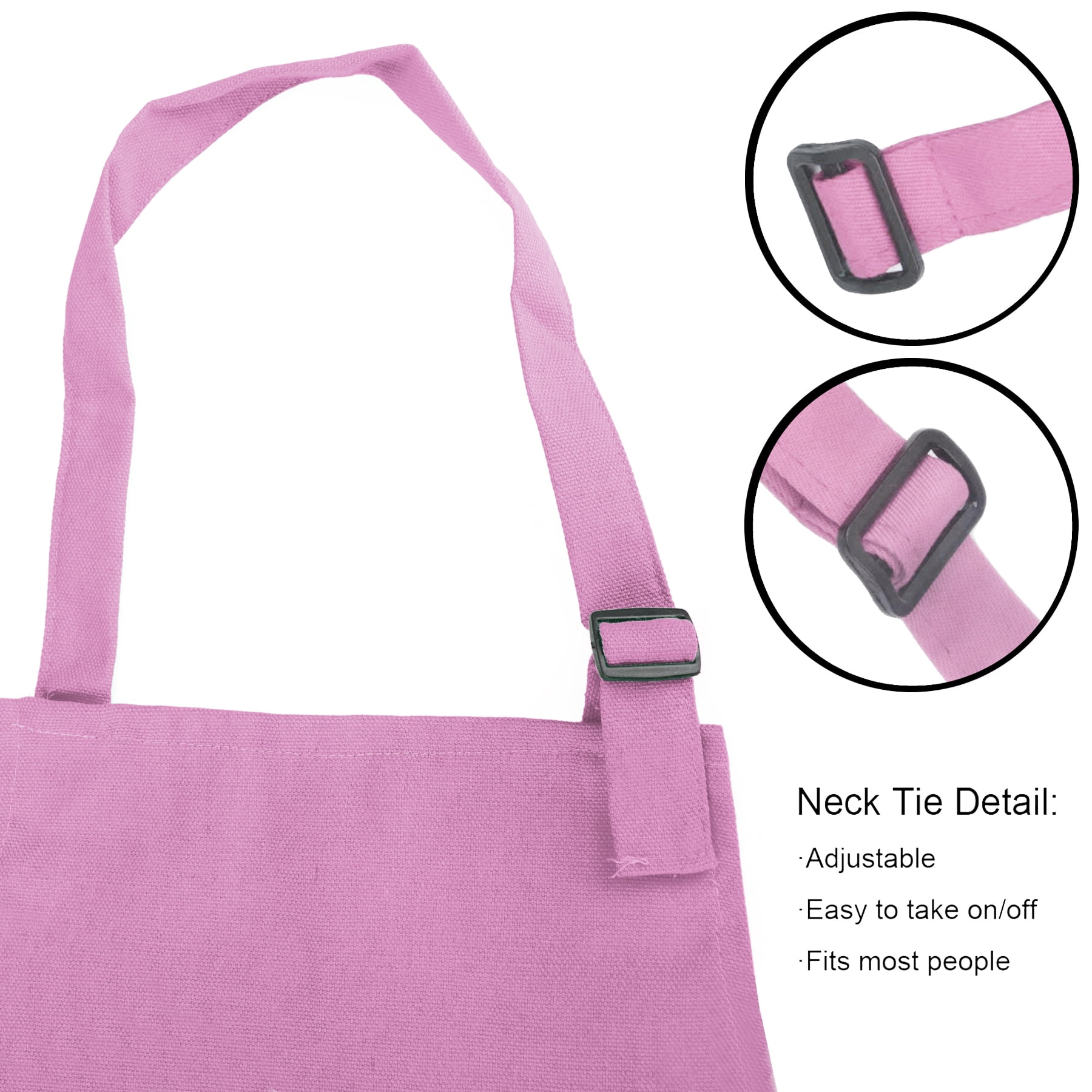 Opromo Colorful Cotton Canvas Kid\'s & Adult\'s Aprons with Pocket, Artist Apron & Chef Apron in Set (Light Pink, 22"L x 15"W/29"L x 24"W)