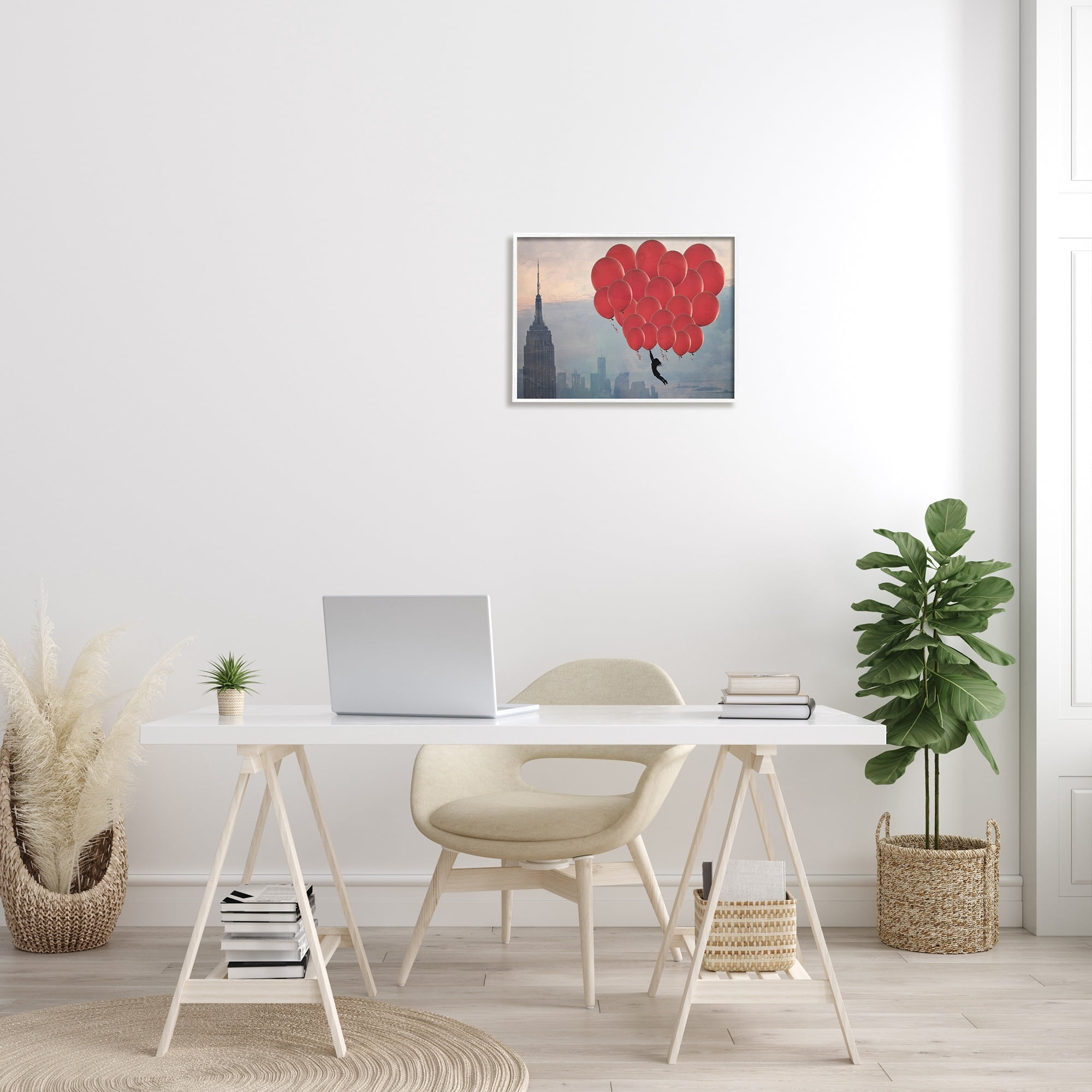 Stupell Industries Cityscape Girl Balloons Abstract Modern Collage Design, 11 x 14,Design by Ashley Davis