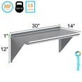 thumbnail image 3 of AmGood 14 in. x 30 in. Stainless Steel Wall Shelf | NSF Certified | Appliance & Equipment Metal Shelving | Kitchen, Restaurant, Garage, Laundry, Utility Room, 3 of 7