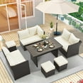 thumbnail image 5 of AECOJOY Patio Furniture Set, 7-Piece Rattan Wicker Sectional Sofa Couch, Outdoor Dining Conversation Set in White, 5 of 6