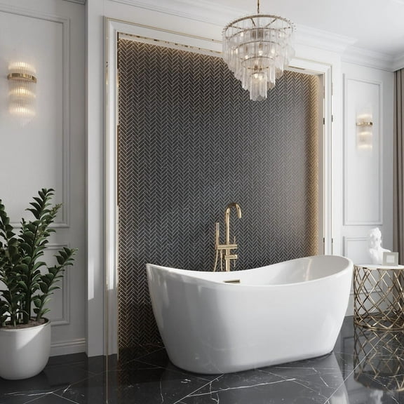 Aloha 11 x 13 in. Polished Black with White Vein Glass, Recycled Glass Mosaic Herringbone Wall and Floor Tile (9.63 sq ft/case) - 10 Pack