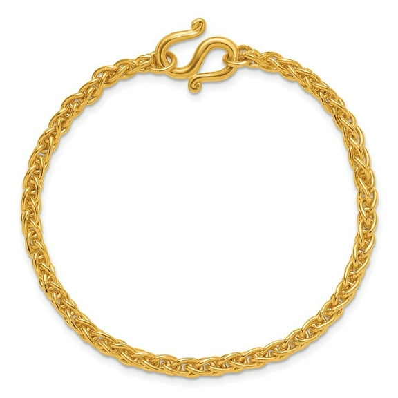 Auriga Fine Jewelry 24k Yellow Gold Polished 4.0mm Solid Wheat 7.5" Chain Bracelet for Women