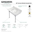 thumbnail image 4 of Kingston Brass KVPB36MSQ6 Monarch 36" Carrara Marble Console Sink with Stainless Steel Legs (8-Inch, 3-Hole), Carrara Marble White/Polished Nickel, 4 of 5