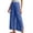 Blue, variant on Women's Cotton Wide Leg Pants Casual Button Side Slit Pockets Loose Fit Summer Beach Long Pants