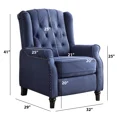 thumbnail image 3 of Bonzy Home Pushback Recliner Walter Contemporary Tufted Roll-Arm Fabric Sofa Recline Chair, Royal Blue, 3 of 9