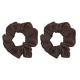 thumbnail image 2 of Motique Accessories Set of 2 Solid Hair Scrunchies for Adult Women (Brown) Pony Scrunchy, 2 of 6