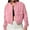 Pink, variant on Karight Women's Spring Varsity Bomber Jackets Long Sleeve Cropped Button Down Casual Coat with Pockets Outwear