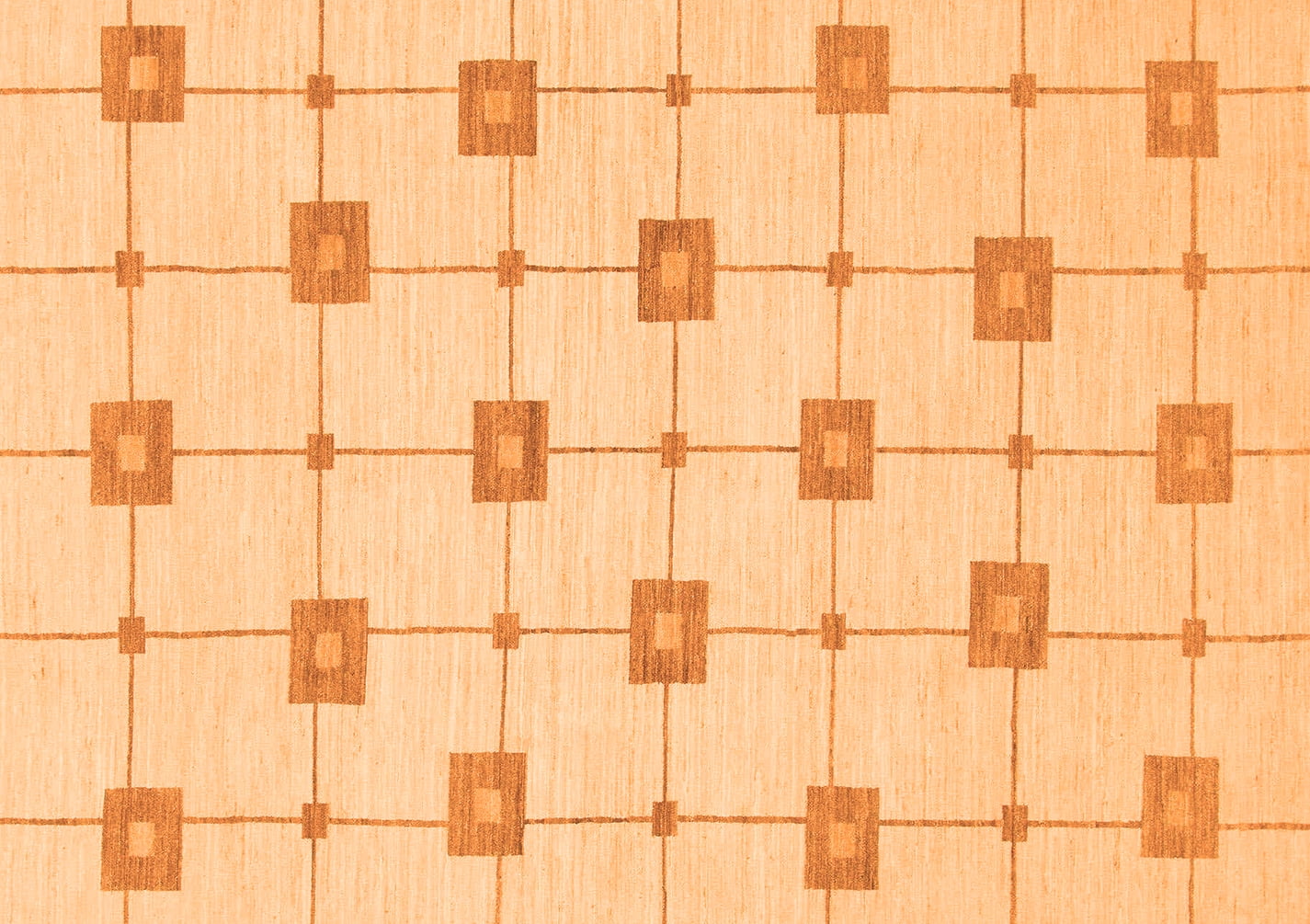 Square Orange Wool and Synthetic Stain-Resistant Area Rug
