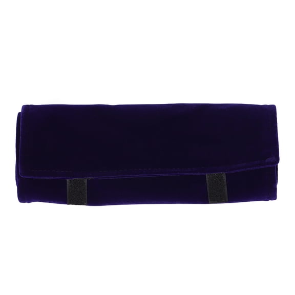 PAMINGONO Velvet Travel Jewelry Roll Bag Blue Organizer for Necklace Bracelet Storage and Protection