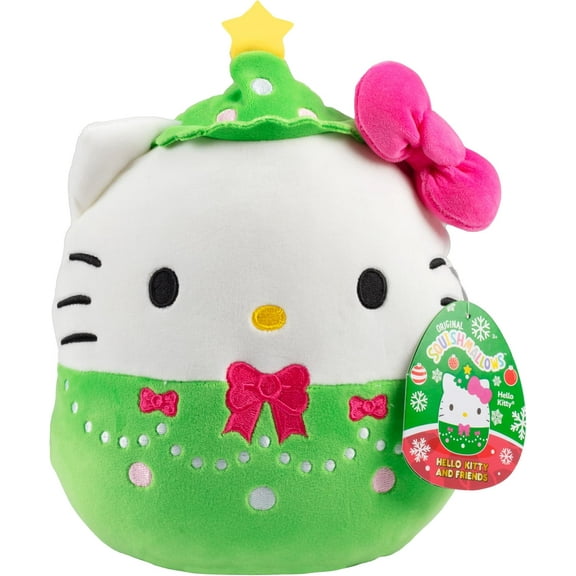 Squishmallows Original 8-Inch Hello Kitty Pine Tree - Official Jazwares Plush - Collectible Soft & Squishy Sanrio Stuffed Animal Toy - Add to Your Squad - Gift for Kids, Girls & Boys